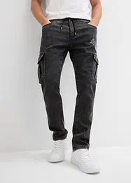 Jeans cargo elasticizzati regular fit con elastico in vita, tapered, bonprix