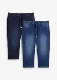 Jeans a pinocchietto leggeri elasticizzati con elastico in vita regular fit, straight (pacco da 2), bonprix