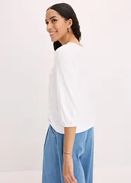 Maglia effetto a portafoglio con maniche a 3/4 e pizzo, bonprix
