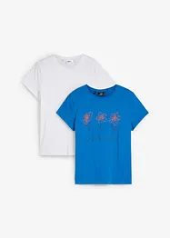 T-shirt basic con stampa (pacco da 2), bonprix