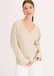 Maglia con maniche a pipistrello e inserto in satin, bonprix