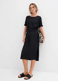 Abito midi a maniche corte con bordo elastico e cintura, bonprix