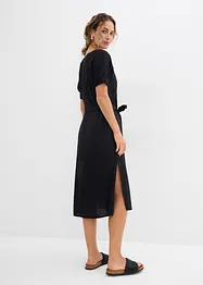 Abito midi a maniche corte con bordo elastico e cintura, bonprix