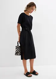 Abito midi a maniche corte con bordo elastico e cintura, bonprix