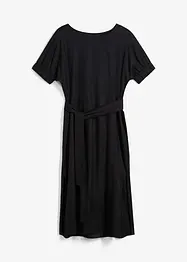 Abito midi a maniche corte con bordo elastico e cintura, bonprix
