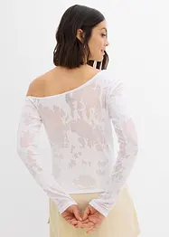 Maglia monospalla con effetto devoré, bonprix