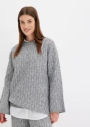 Maglione oversize con lavorazione a trecce, bonprix