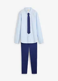 Pantaloni chino, camicia a maniche lunghe e cravatta (set 3 pezzi), bonprix