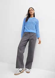 Maglione a punto ajour con cappuccio, bonprix