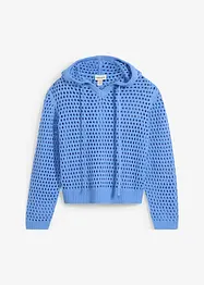 Maglione a punto ajour con cappuccio, bonprix