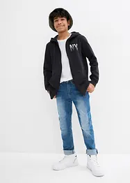 Felpa con zip e cappuccio in morbido misto cotone, bonprix