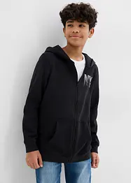 Felpa con zip e cappuccio in morbido misto cotone, bonprix