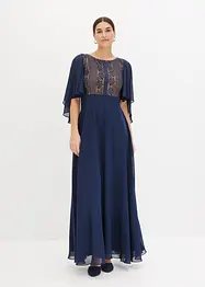 Abito di chiffon con pizzo e mantellina, bonprix