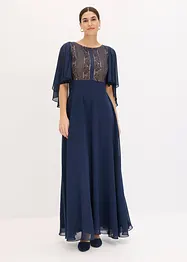 Abito di chiffon con pizzo e mantellina, bonprix
