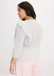 Maglia con lurex, maniche a 3/4 e volant, bonprix