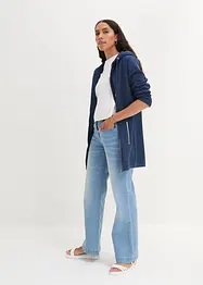 Felpa lunga con cerniera e tasche zippate, bonprix