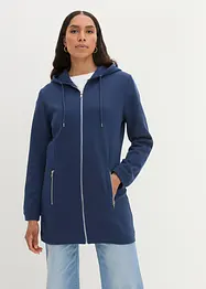 Felpa lunga con cerniera e tasche zippate, bonprix