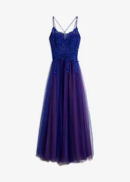 Abito lungo in delicato tulle con pizzo, bonprix
