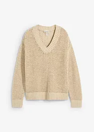 Maglione traforato in misto lino leggero, bonprix