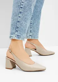Décolleté slingback in pelle, bonprix