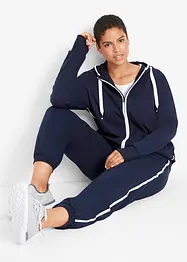 Felpa elasticizzata con zip e cotone, bonprix