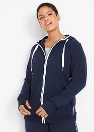 Felpa elasticizzata con zip e cotone, bonprix