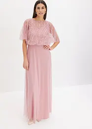 Abito lungo in tulle raffinato con paillettes, bonprix