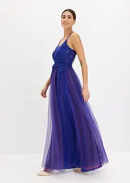 Abito lungo in delicato tulle con pizzo, bonprix