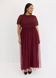 Abito lungo in tulle raffinato con paillettes, bonprix
