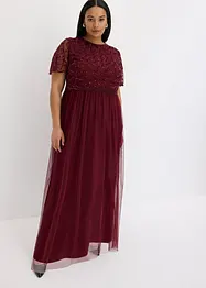 Abito lungo in tulle raffinato con paillettes, bonprix