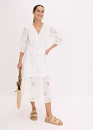 Abito midi con ricami traforati, bonprix