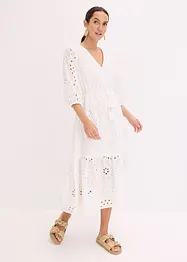 Abito midi con ricami traforati, bonprix