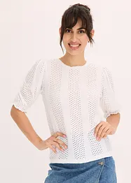 Maglia traforata con volant, bonprix