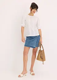 Maglia traforata con volant, bonprix