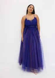 Abito lungo in delicato tulle con pizzo, bonprix