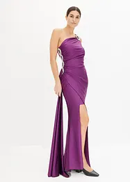 Abito lungo con strass e arricciature, bonprix
