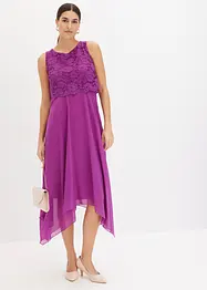 Abito midi in chiffon con pizzo, bonprix