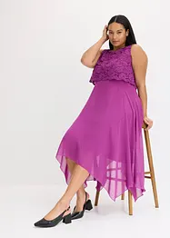 Abito midi in chiffon con pizzo, bonprix