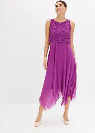 Abito midi in chiffon con pizzo, bonprix