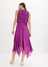 Abito midi in chiffon con pizzo, bonprix