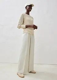 Maglione traforato in misto lino, bonprix