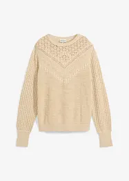 Maglione traforato in misto lino, bonprix