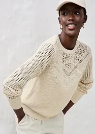 Maglione traforato in misto lino, bonprix