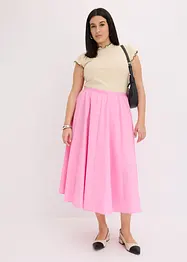 Gonna midi in misto cotone elasticizzato, bonprix