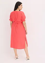 Abito midi a maniche corte con bordo elastico e cintura, bonprix