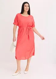 Abito midi a maniche corte con bordo elastico e cintura, bonprix