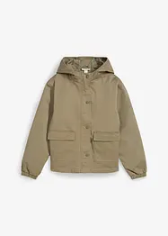 Giacca in twill con tasche applicate e cappuccio, bonprix