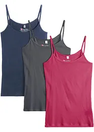 Top con spalline sottili in puro cotone (pacco da 3), bonprix