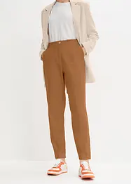 Pantaloni cropped in misto lino e viscosa, vita alta, bonprix