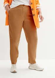 Pantaloni cropped in misto lino e viscosa, vita alta, bonprix